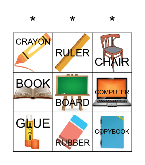 SCHOOL THINGS Bingo Card