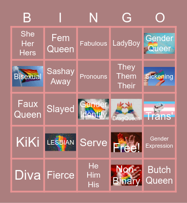 Drag Lingo Bingo Card