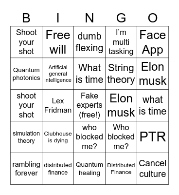 Clubhouse bingo Card
