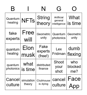 Clubhouse bingo Card