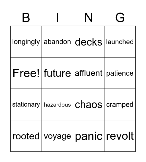 Vocab Review! Bingo Card
