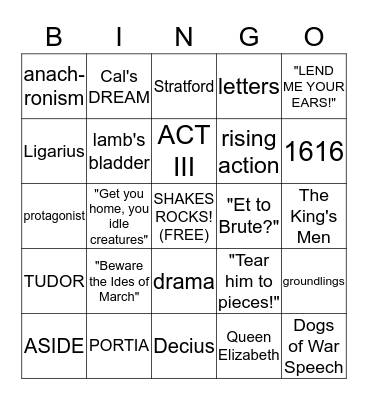 CAESAR Bingo Card