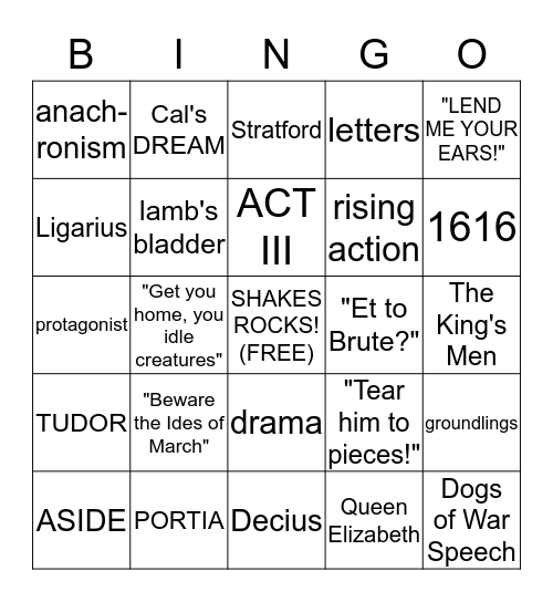 CAESAR Bingo Card