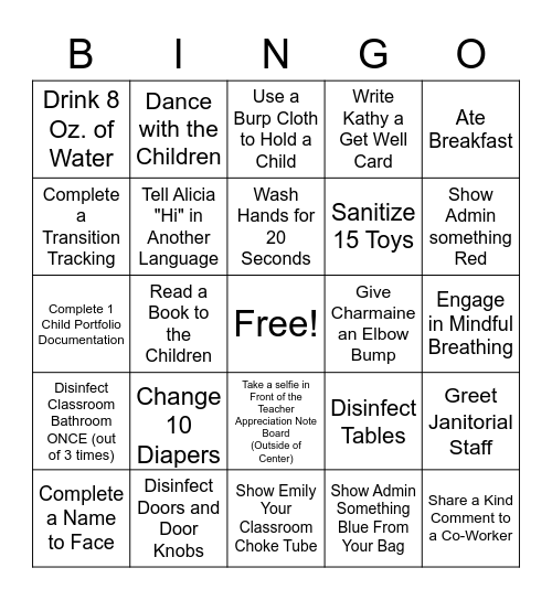 Teacher & Staff Appreciation BINGO Card