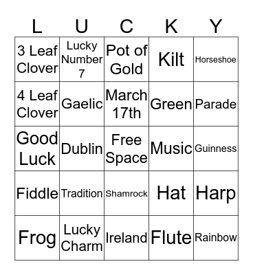Lucky Leprechaun Bingo Card