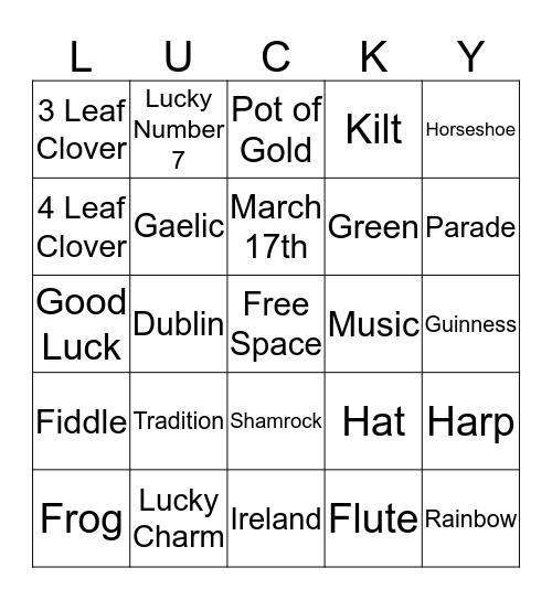 Lucky Leprechaun Bingo Card