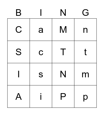 Alphabet Bingo Card