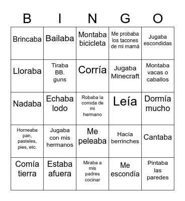 Spanish Bingo Card