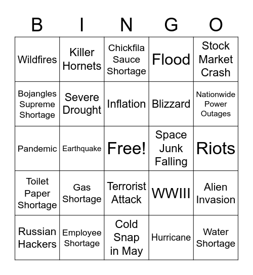 2021 Bingo Card