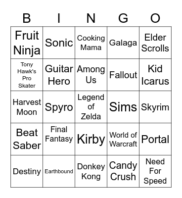 Video Games Bingo Card