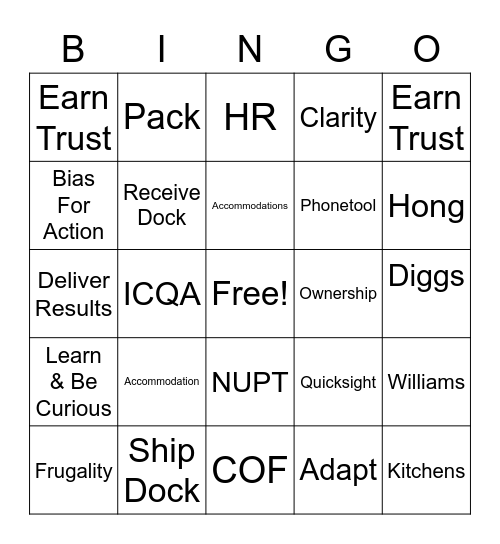 HR BINGO Card