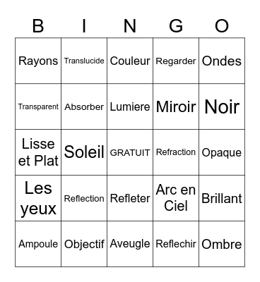 BINGO de LUMIERE Science LGMS Bingo Card