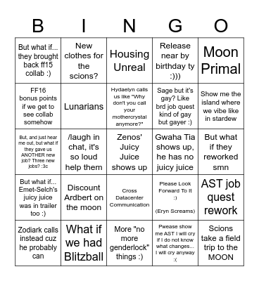 Shep FanFest Bingo Card
