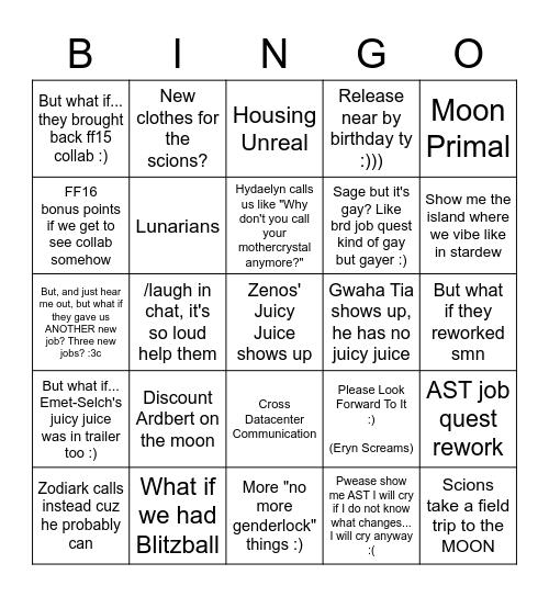 Shep FanFest Bingo Card