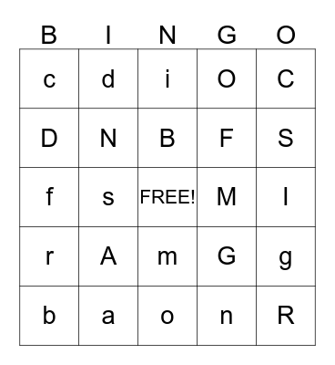 Alphabet Bingo Card