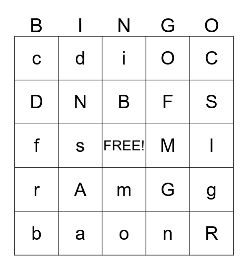 Alphabet Bingo Card