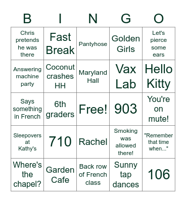 Loyola Girls Bingo! Bingo Card