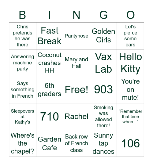 Loyola Girls Bingo! Bingo Card