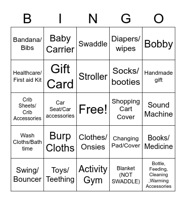 Baby Bingo Card