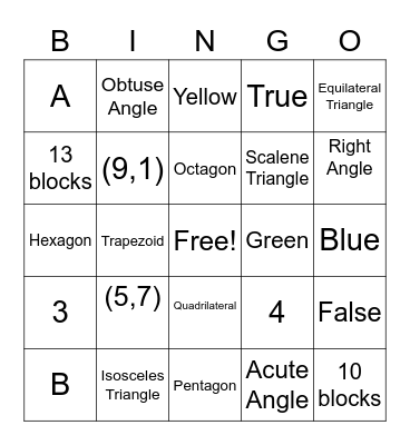 Geometry Review Bingo Card