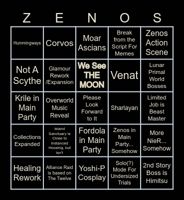 Endwalker Fanfest Bingo Card