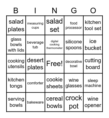 Lindsay's Bridal Shower Bingo Card