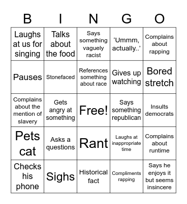 Darell During Hamilton Bingo Card