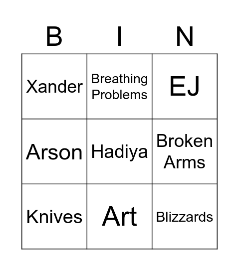 FarhanBackstoryBingo! Bingo Card