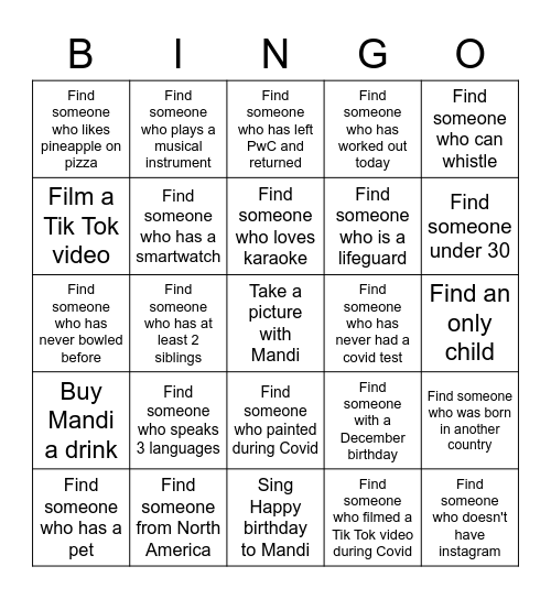 Birthday Bingo! Bingo Card