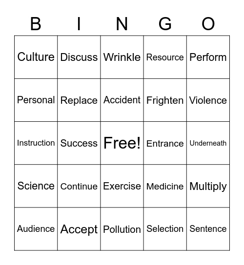 Literacy Bingo! Bingo Card