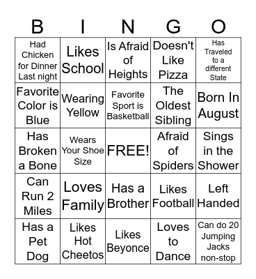 FUN Bingo :) Bingo Card