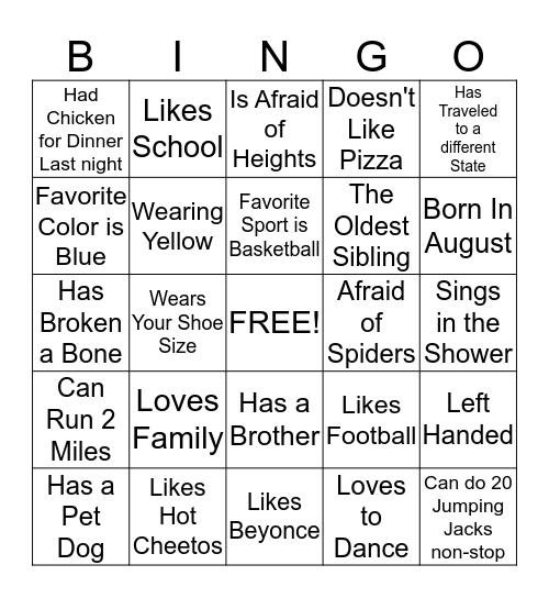 FUN Bingo :) Bingo Card