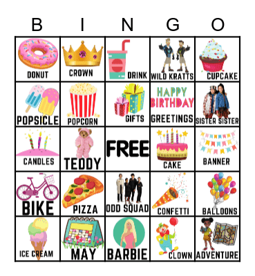 Olivia's 8th Birthday Celebration Bingo Card