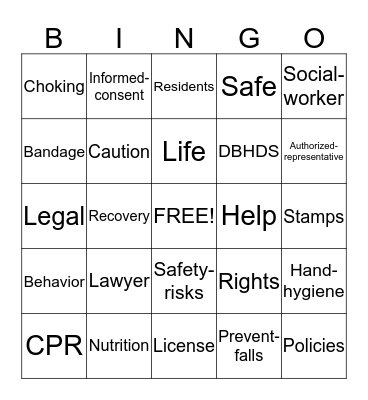 PATIENT SAFETY BINGO Card