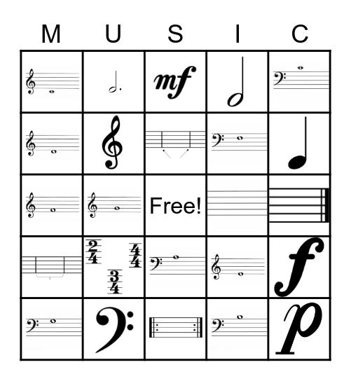 MUSIC BINGO Card