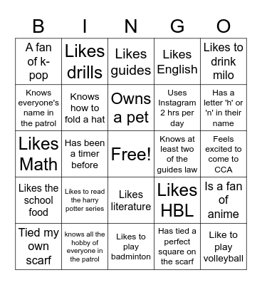 GUIDES Bingo Card