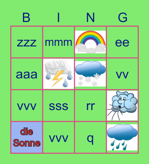 Wetter Bingo Card