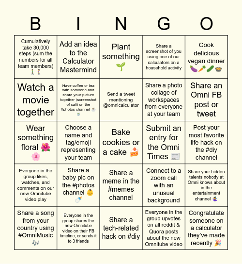 OMNI BINGO (Spring Edition) Bingo Card