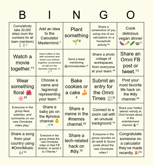 OMNI BINGO (Spring Edition) Bingo Card