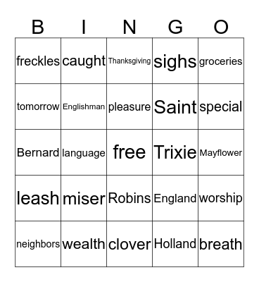Bear's Bingo Card