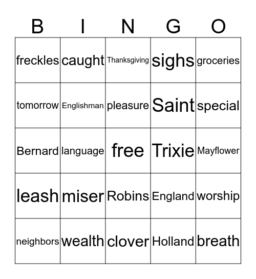Bear's Bingo Card