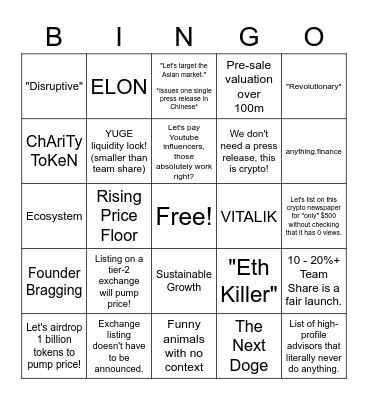 What Every "Crypto Marketer" Thinks Works Bingo Card