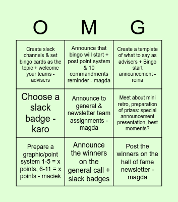 Mini Bingo - Omni Socialize Edition Bingo Card