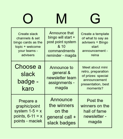 Mini Bingo - Omni Socialize Edition Bingo Card