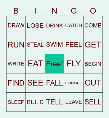 INFINITIVE VERBS Bingo Card