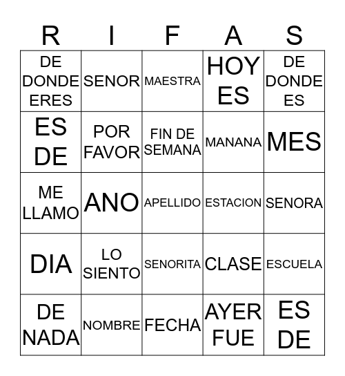 SEMANA 2 Bingo Card