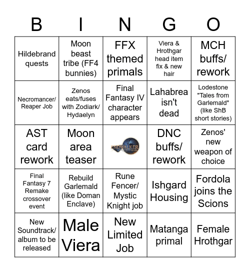 Endwalker Bingo Card