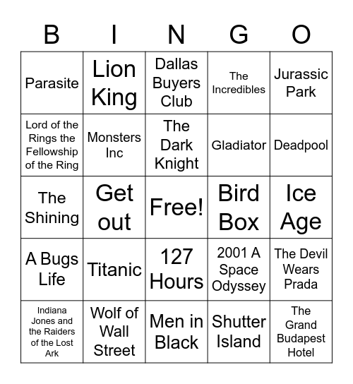 FILMS Bingo Card