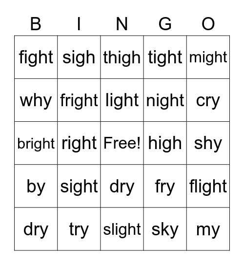 Long i BINGO Card