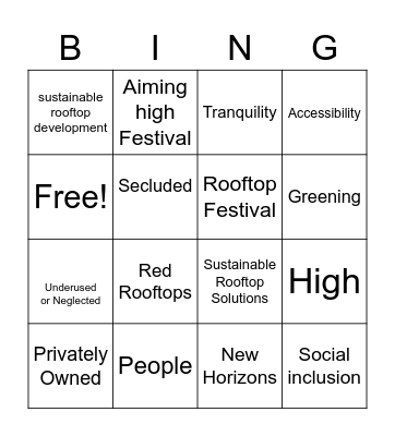 Rooftop Bingo Card